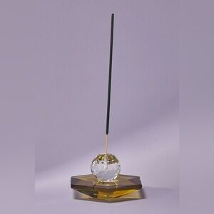 NEW Anthropologie Cut Glass Incense Holder, Yellow